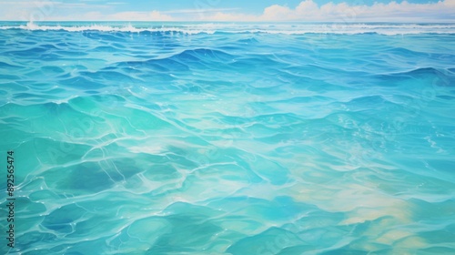 Serene turquoise ocean with soft ripples and crystal clear texture