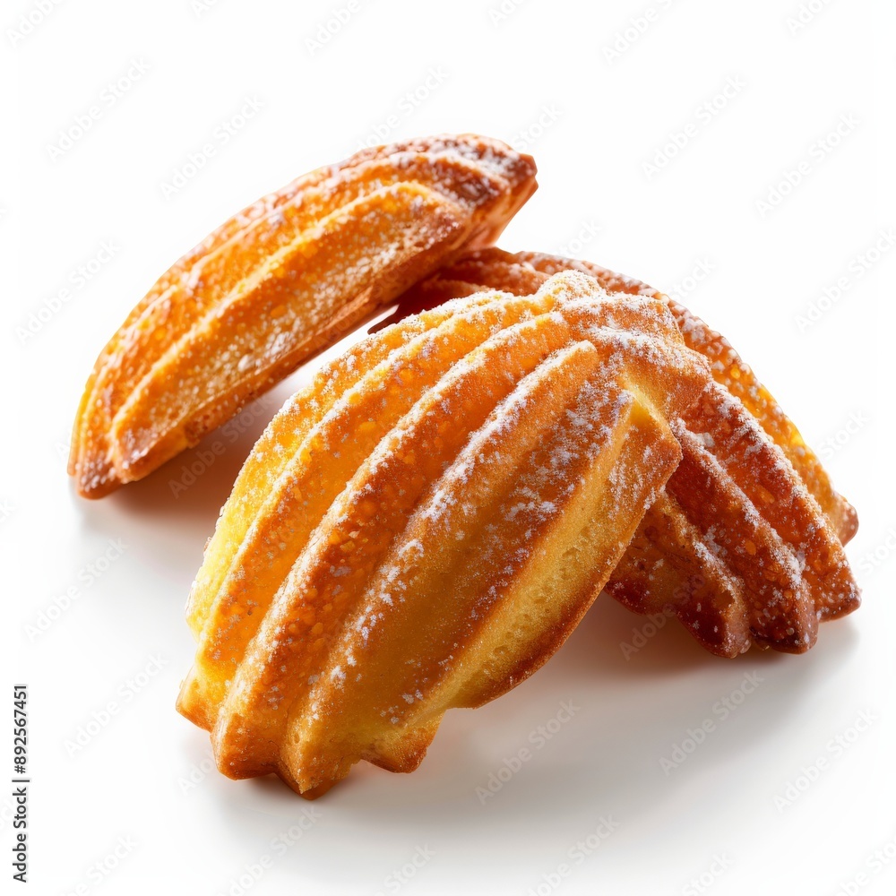 Close-up of three golden-brown madeleine pastries Close-up of three golden-brown madeleine pastries