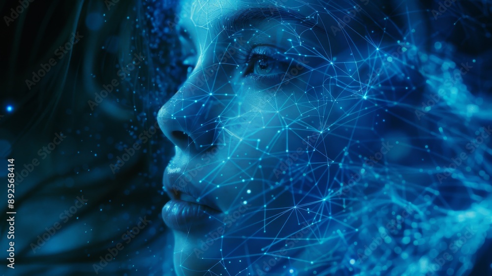 Futuristic AI Facial Geometry Connection Network Futuristic AI Facial Geometry Connection Network