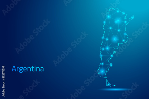 Argentina map - concept of communication technology, graphic of low poly.