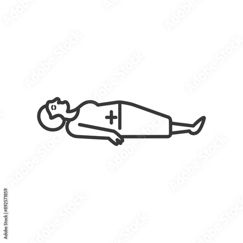 unconscious elderly woman with injury minimalist line art icon logo symbol 