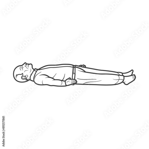 unconscious elderly man with injury minimalist line art icon logo symbol 