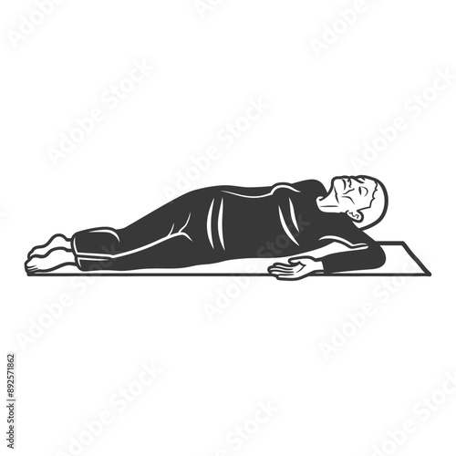 unconscious elderly woman with injury minimalist line art icon logo symbol 