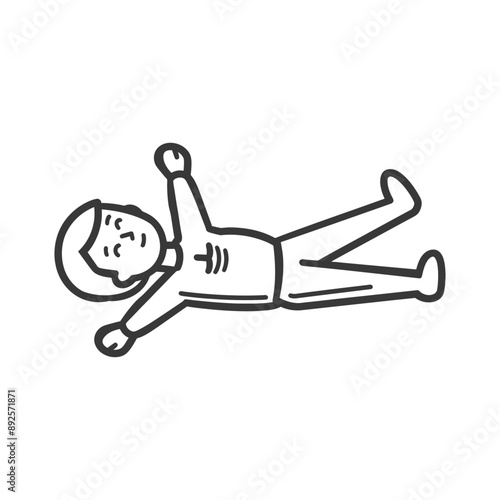 unconscious little boy with injury minimalist line art icon logo symbol 