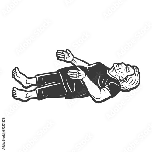 unconscious elderly woman with injury minimalist line art icon logo symbol 