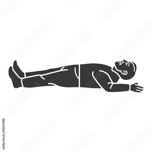 unconscious elderly man with injury minimalist line art icon logo symbol 