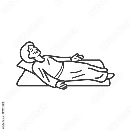 unconscious elderly woman with injury minimalist line art icon logo symbol 