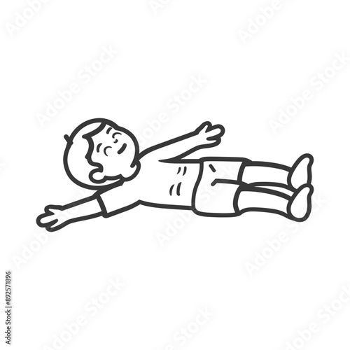 unconscious little boy with injury minimalist line art icon logo symbol 