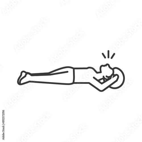 unconscious woman with injury minimalist line art icon logo symbol 