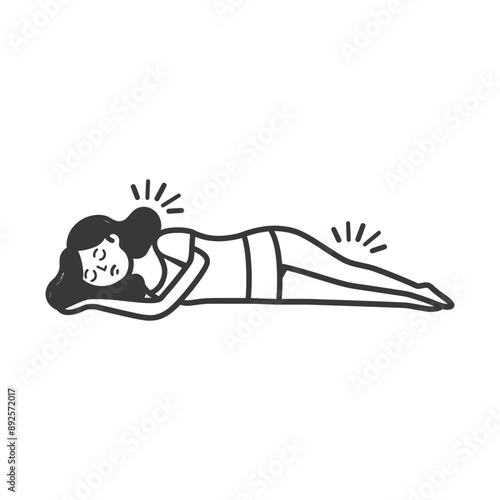 unconscious woman with injury minimalist line art icon logo symbol 