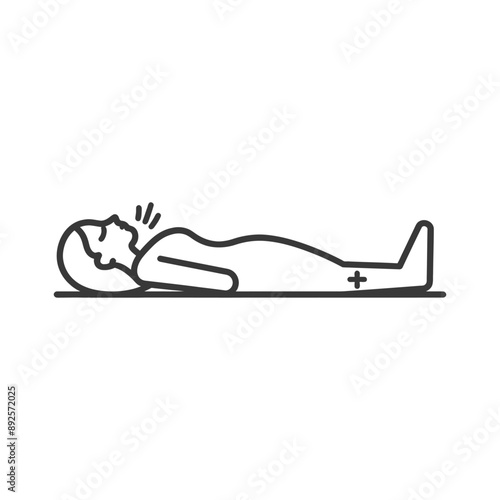 unconscious woman with injury minimalist line art icon logo symbol 