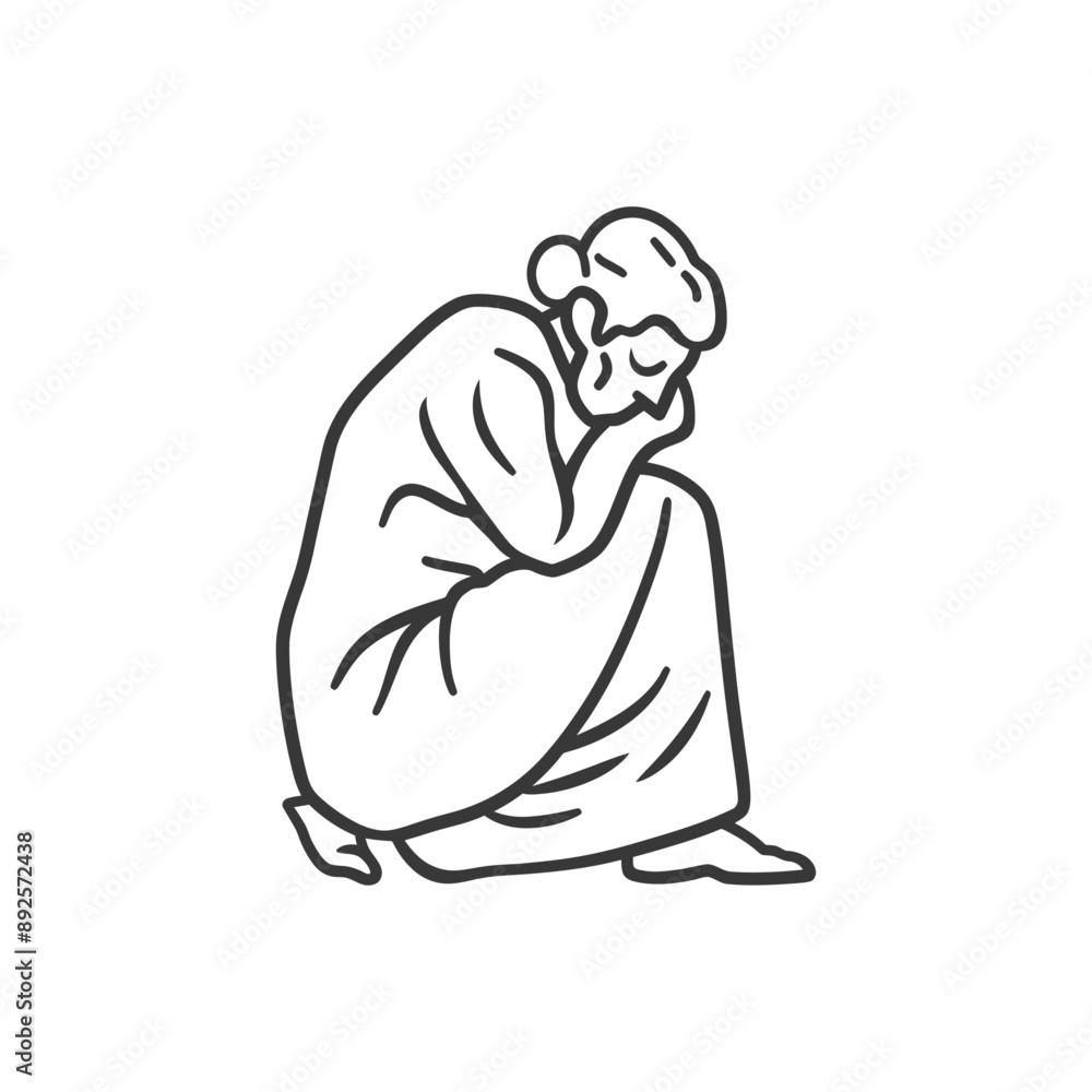 very sad elderly women sitting alone minimalist line art icon logo symbol very sad elderly women sitting alone minimalist line art icon logo symbol