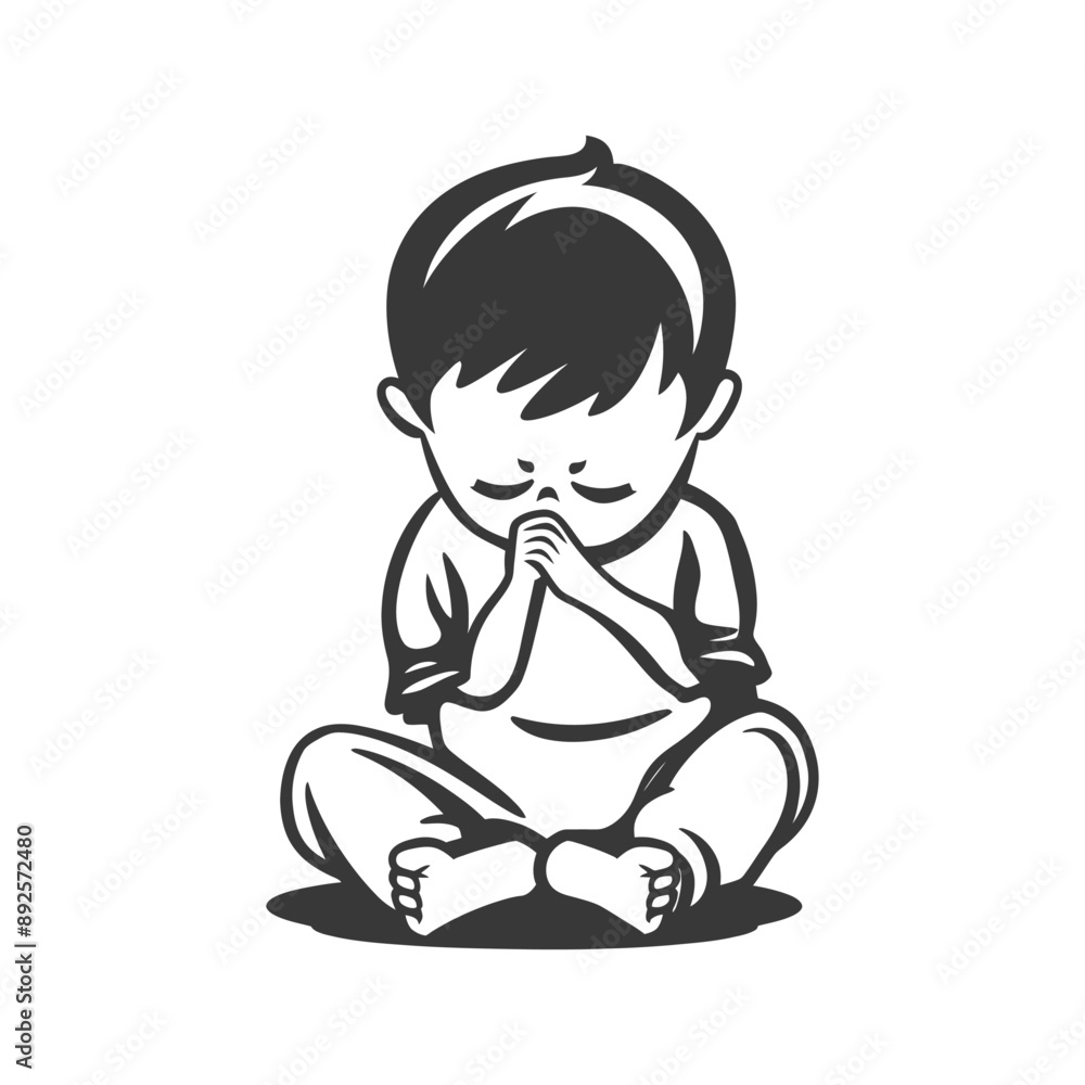 very sad little boy sitting alone minimalist line art icon logo symbol very sad little boy sitting alone minimalist line art icon logo symbol