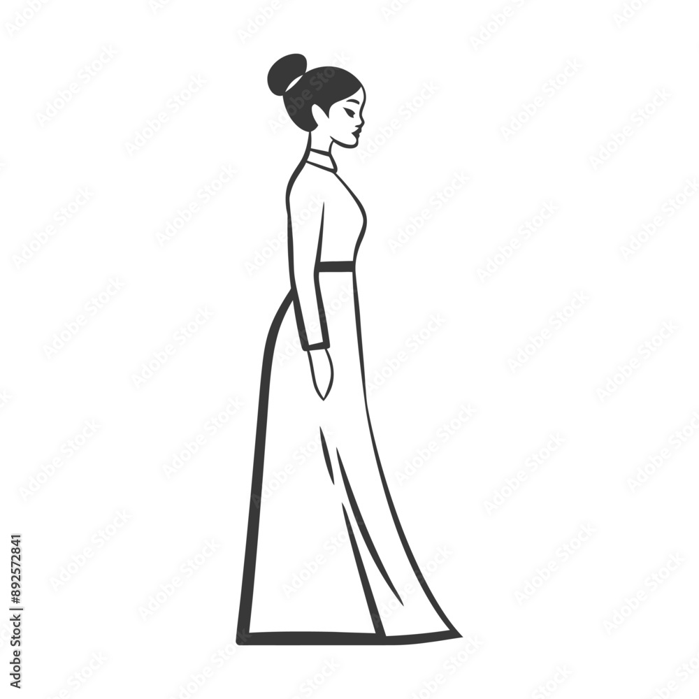 vietnamese women wearing ao dai minimalist line art icon logo symbol vietnamese women wearing ao dai minimalist line art icon logo symbol