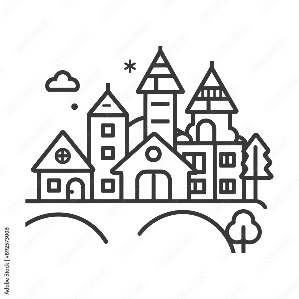 village minimalist line art icon logo symbol village minimalist line art icon logo symbol