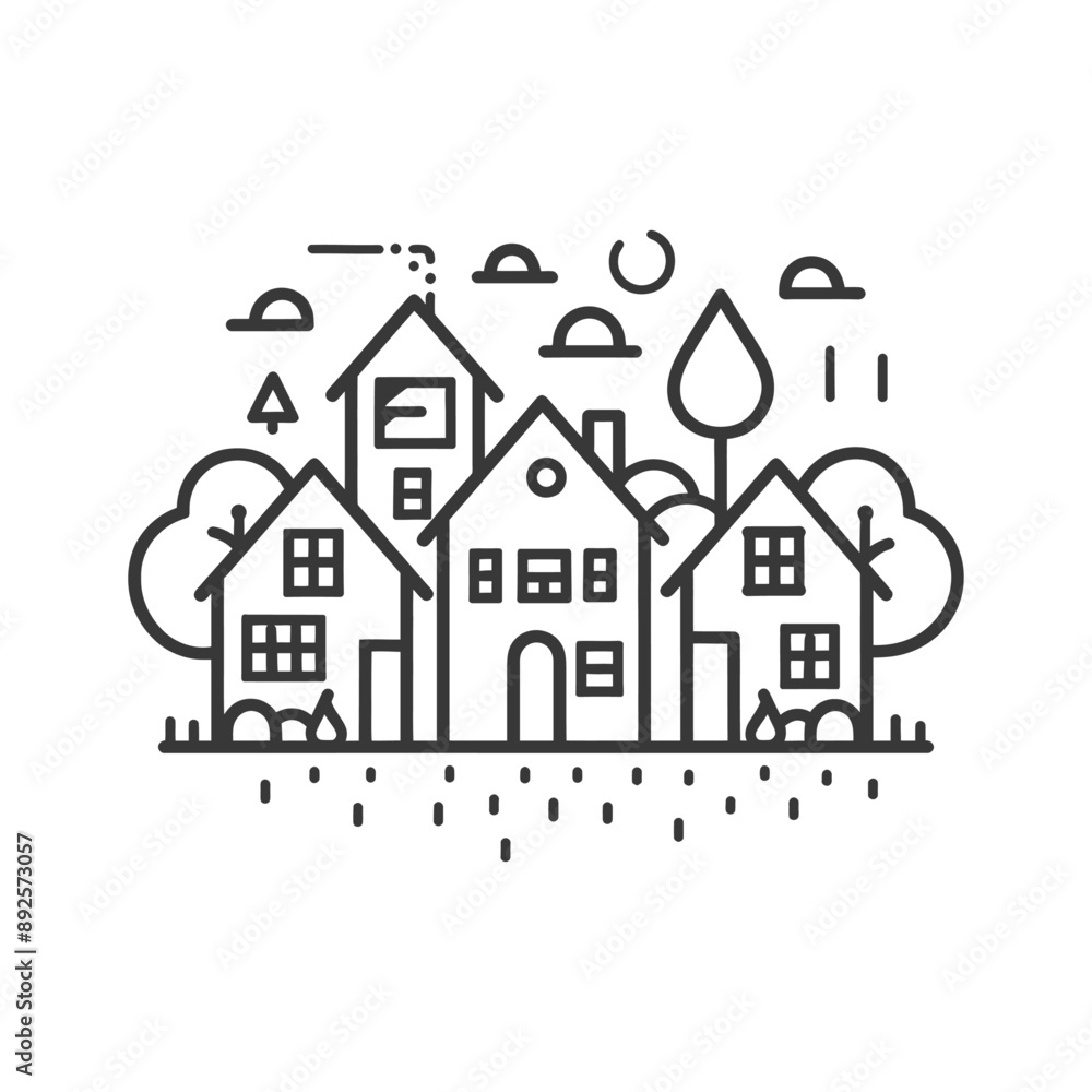 village minimalist line art icon logo symbol village minimalist line art icon logo symbol