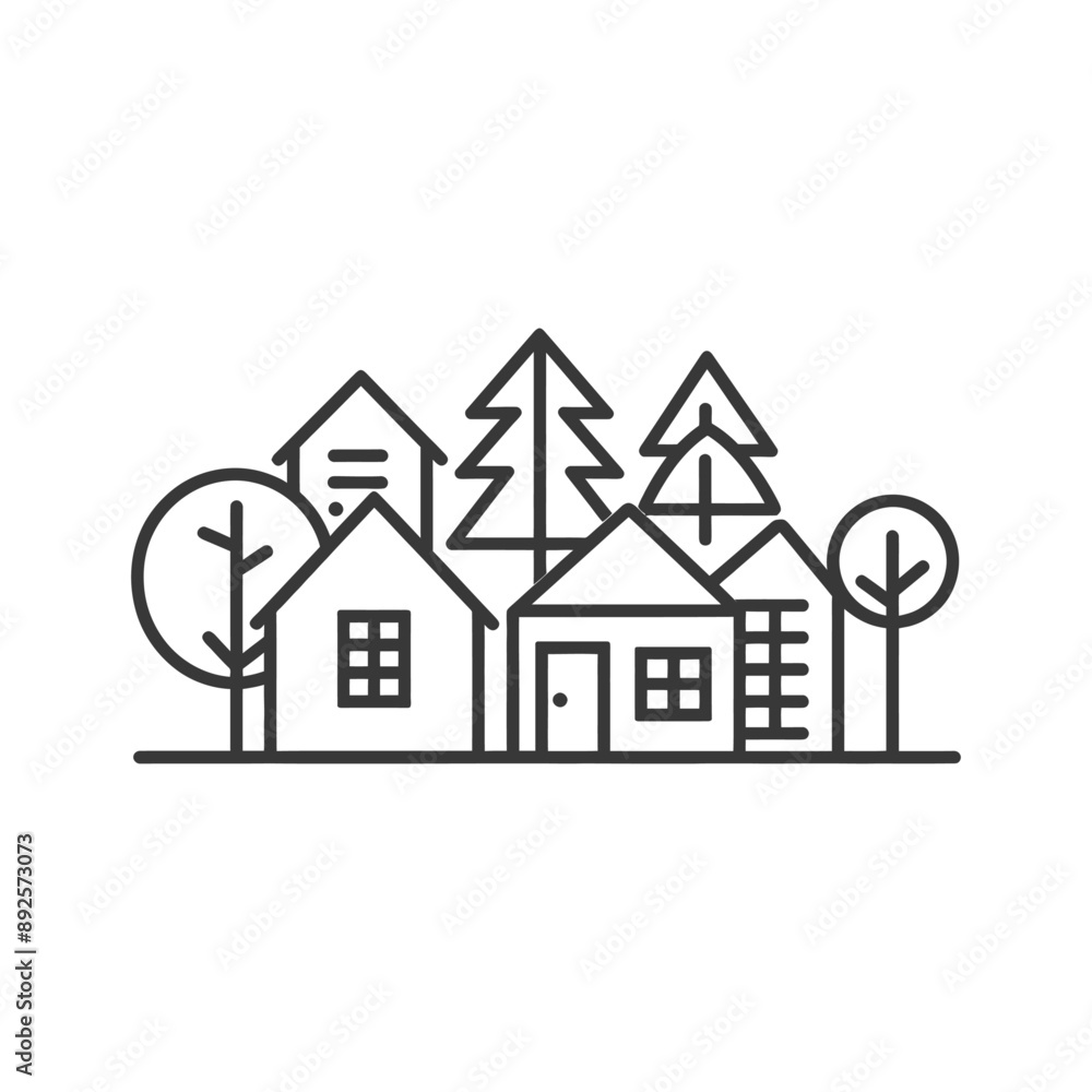 village minimalist line art icon logo symbol village minimalist line art icon logo symbol