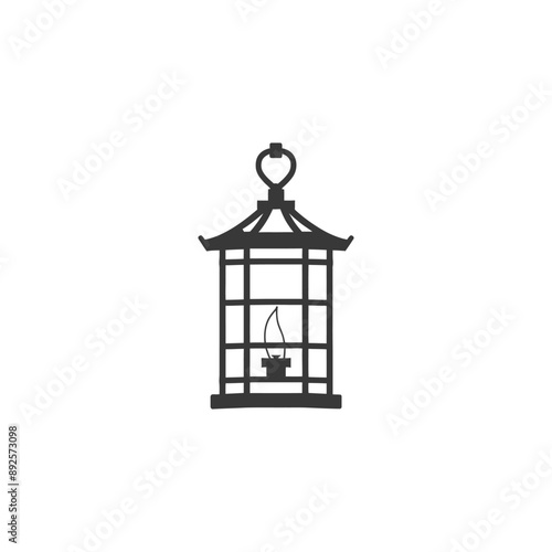 vintage lantern pendant lamp industrial style minimalist line art icon logo symbol 