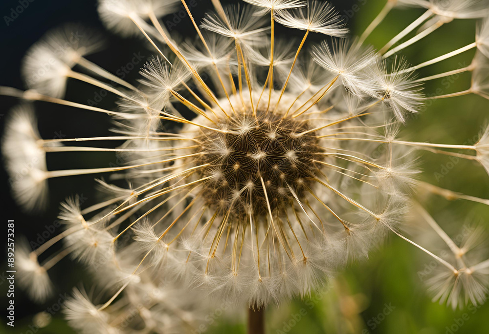 Obraz premium Intricate Macro of Giant Dandelion Seeds: Detailed View of Each Seed's Spines.