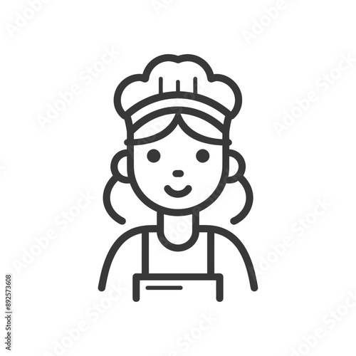 waitress minimalist line art icon logo symbol 