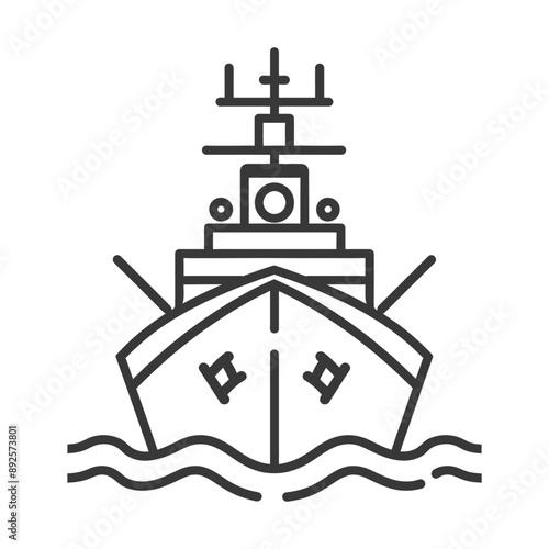 warship minimalist line art icon logo symbol 