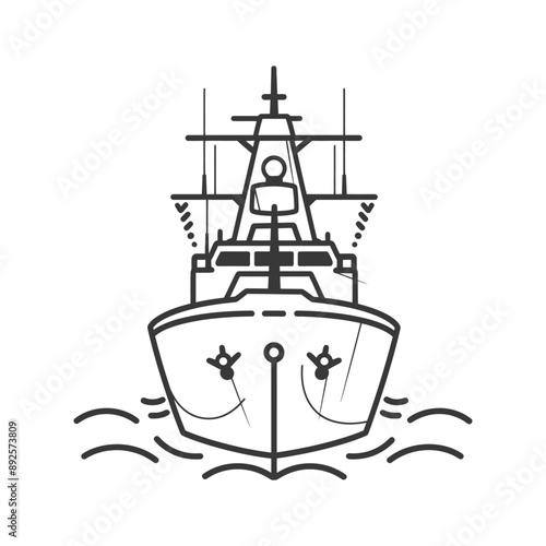warship minimalist line art icon logo symbol 