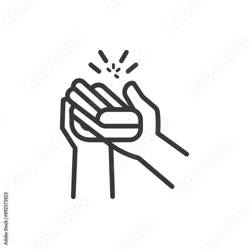 washing hands with soap minimalist line art icon logo symbol 
