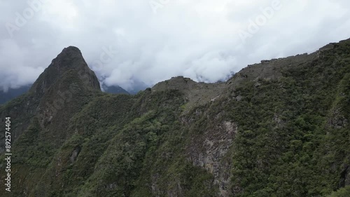 Wallpaper Mural Aerial video of Historic Sanctuary of Machu Picchu around vacant ancient ruins, Peru. Torontodigital.ca