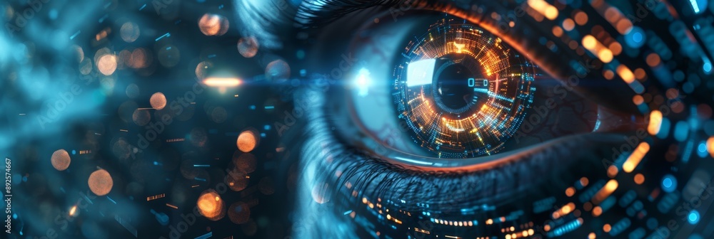 Futuristic Eye with Digital Interface - Closeup Stock Photo - A close ...