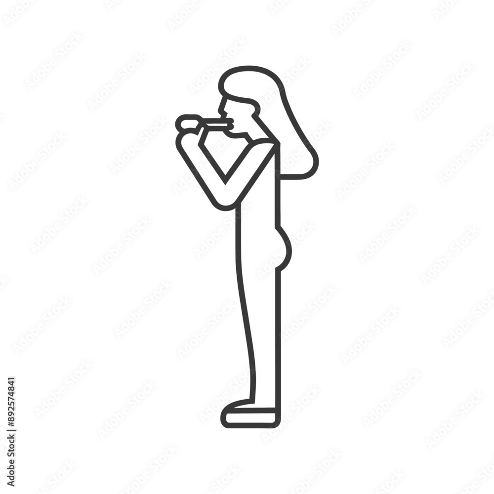 woman brushing teeth minimalist line art icon logo symbol woman brushing teeth minimalist line art icon logo symbol