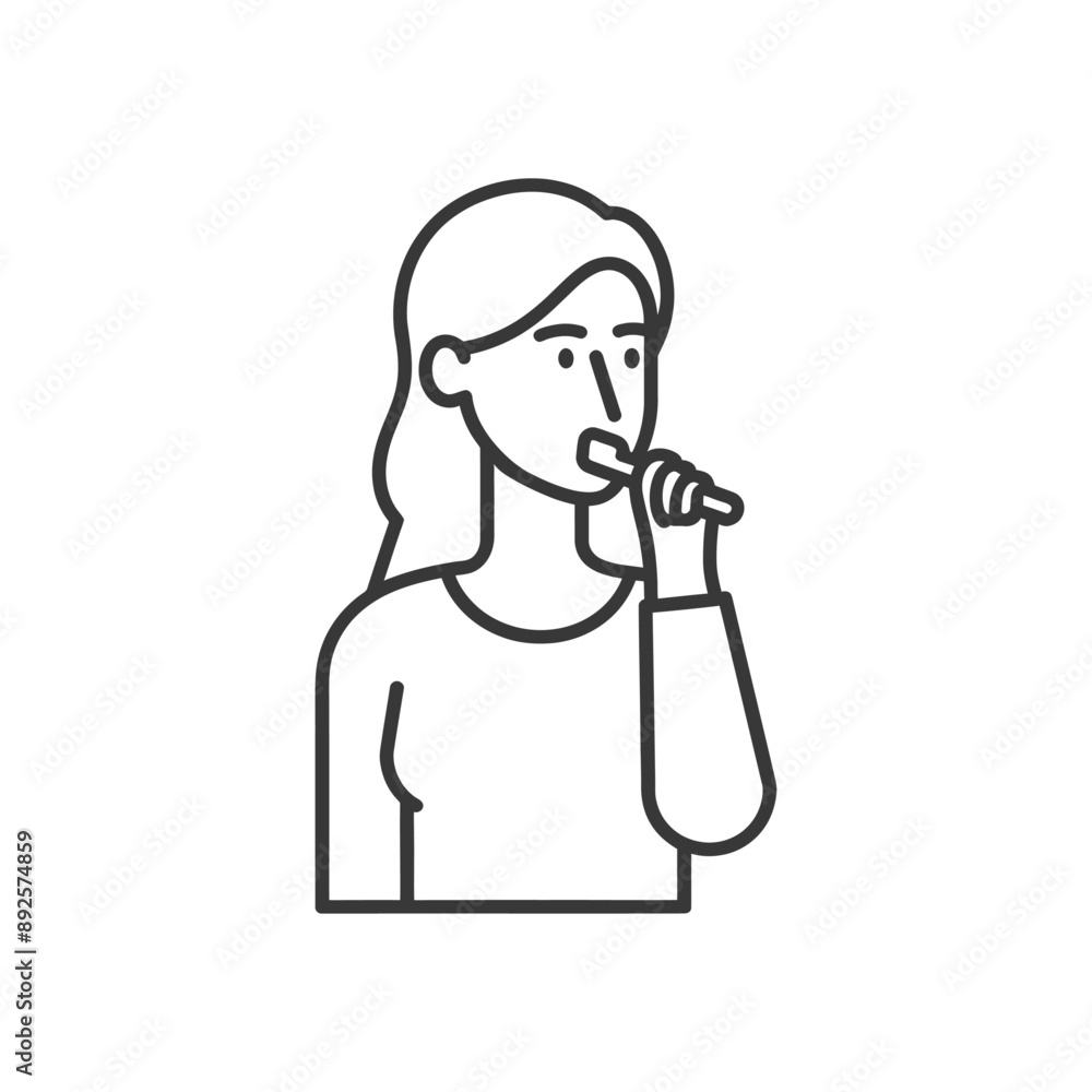 woman brushing teeth minimalist line art icon logo symbol woman brushing teeth minimalist line art icon logo symbol