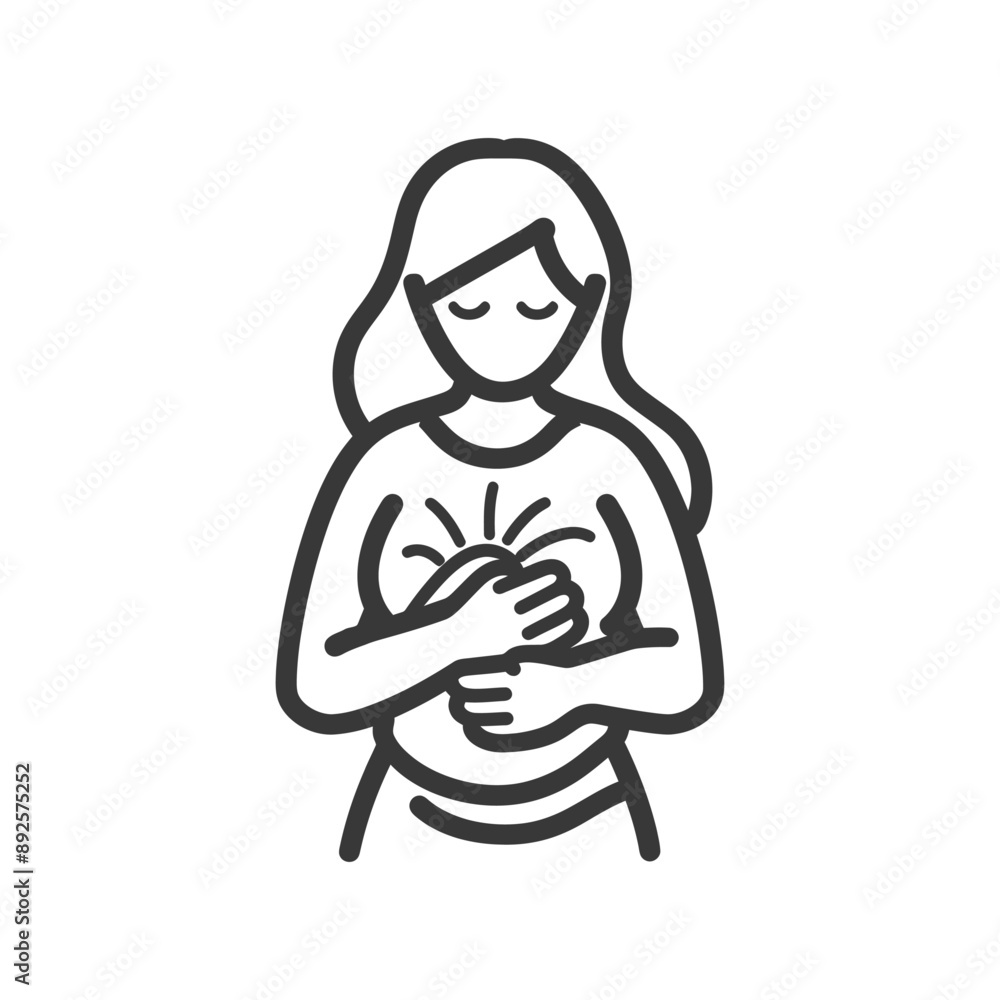 woman holding stomach in pain minimalist line art icon logo symbol woman holding stomach in pain minimalist line art icon logo symbol