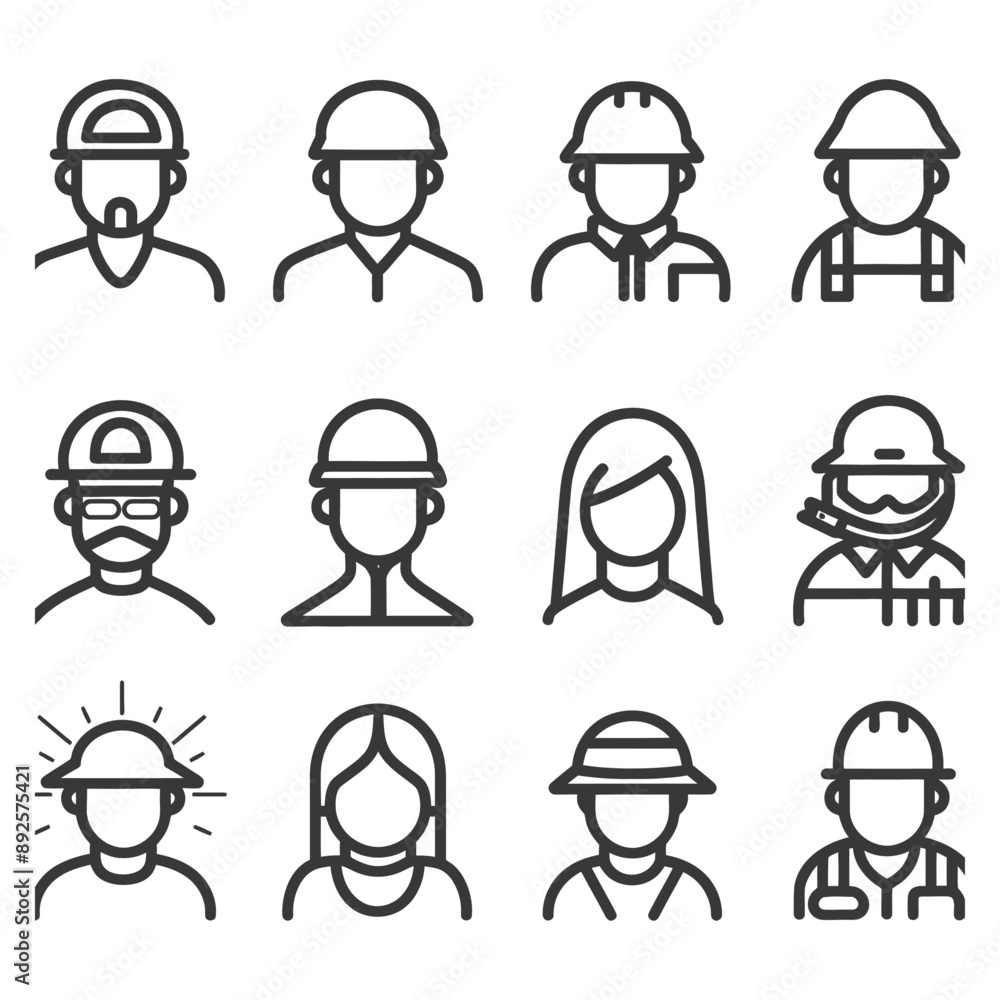 Fototapeta premium workforce minimalist line art icon logo symbol