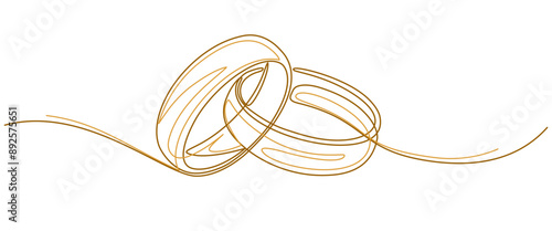 Couple of Wedding ring line art style vector illustration