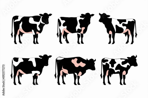 A set of farm cows, cows set