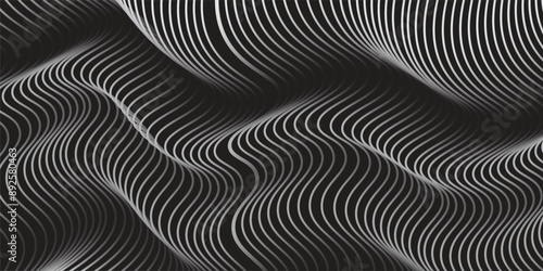 Wallpaper Mural Abstract wave halftone black and white. Monochrome texture for printing on badges, posters, and business cards. Vintage pattern Torontodigital.ca