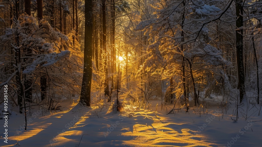 Sunbeams in Winter Forest. Sunbeams in Winter Forest.