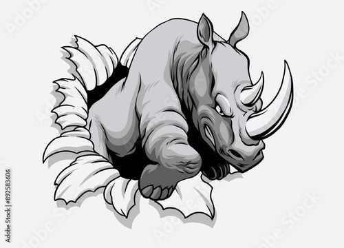 Illustration of Rhino Ripping of Paper