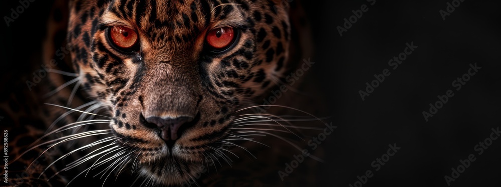 red eyes and visible whiskers on its fur red eyes and visible whiskers on its fur