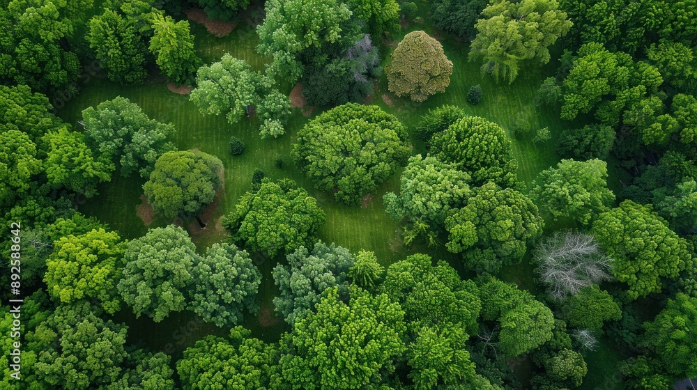 Thriving urban forest with diverse tree species, providing shade and clean air Thriving urban forest with diverse tree species, providing shade and clean air
