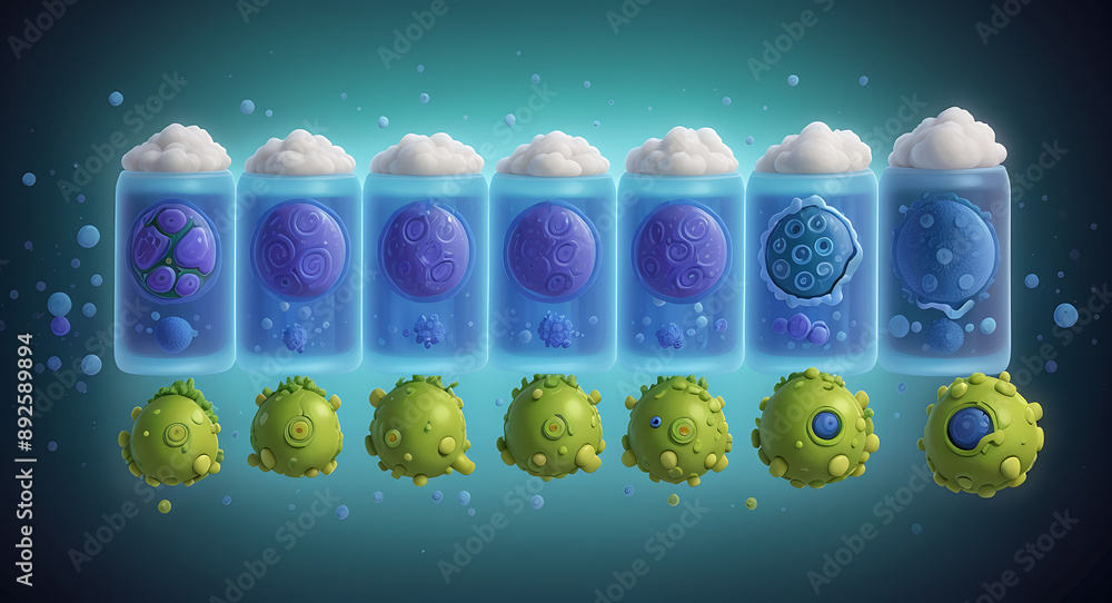 An illustration of stem cells transforming into different types of ...