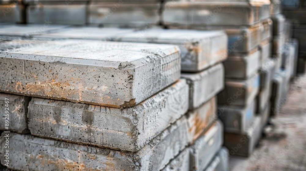 Neatly arranged stack of cinder blocks, showing the uniformity and strength ideal for foundation and structural wall applications Neatly arranged stack of cinder blocks, showing the uniformity and strength ideal for foundation and structural wall applications