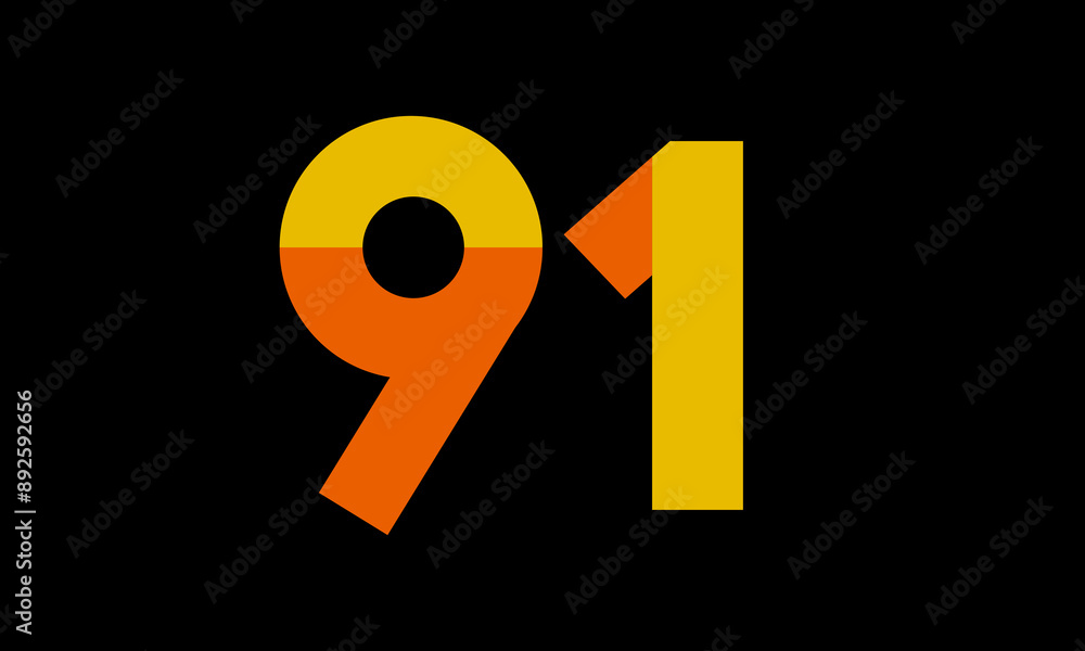 91 Orange Logo Number Half Yellow Simple 91 Orange Logo Number Half Yellow Simple
