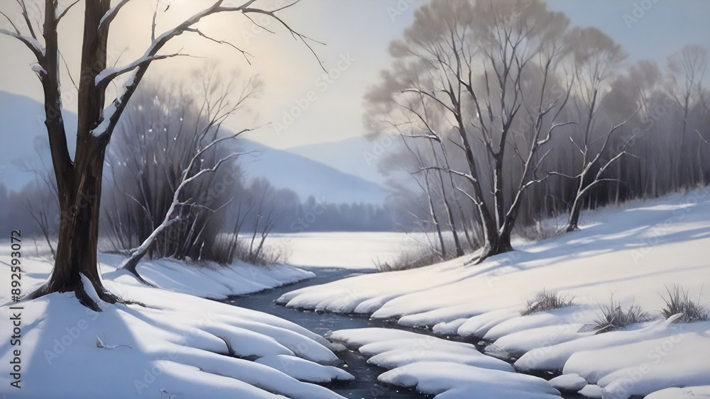 Forest stream in winter Forest stream in winter