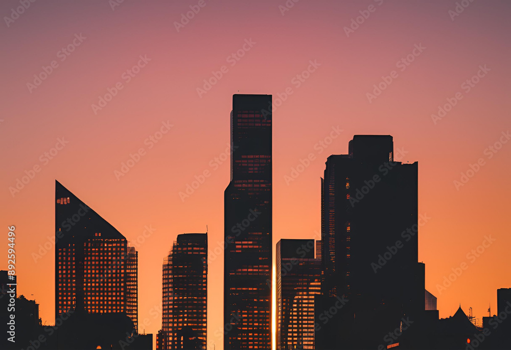 Fototapeta premium city skyline at sunset