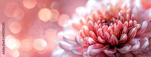  A tight shot of a pink blossom amidst backdrop lights, all slightly out-of-focus