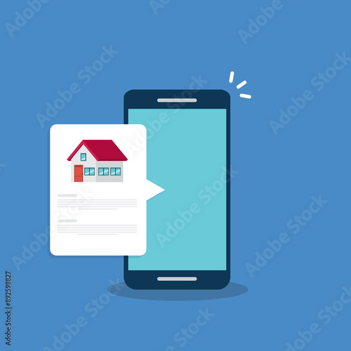 Free Download Home, house info notification on mobile phone. Digital app on smartphone device, rent or sell application or smart house notice.	 - GFXLoad