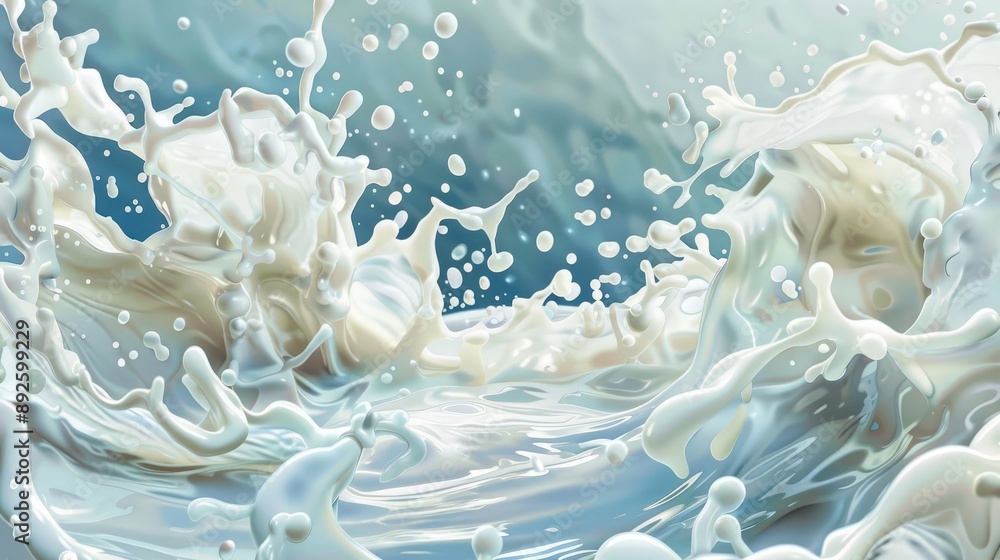 Vibrant White Milk Splash in Dynamic Food Illustration Vibrant White Milk Splash in Dynamic Food Illustration
