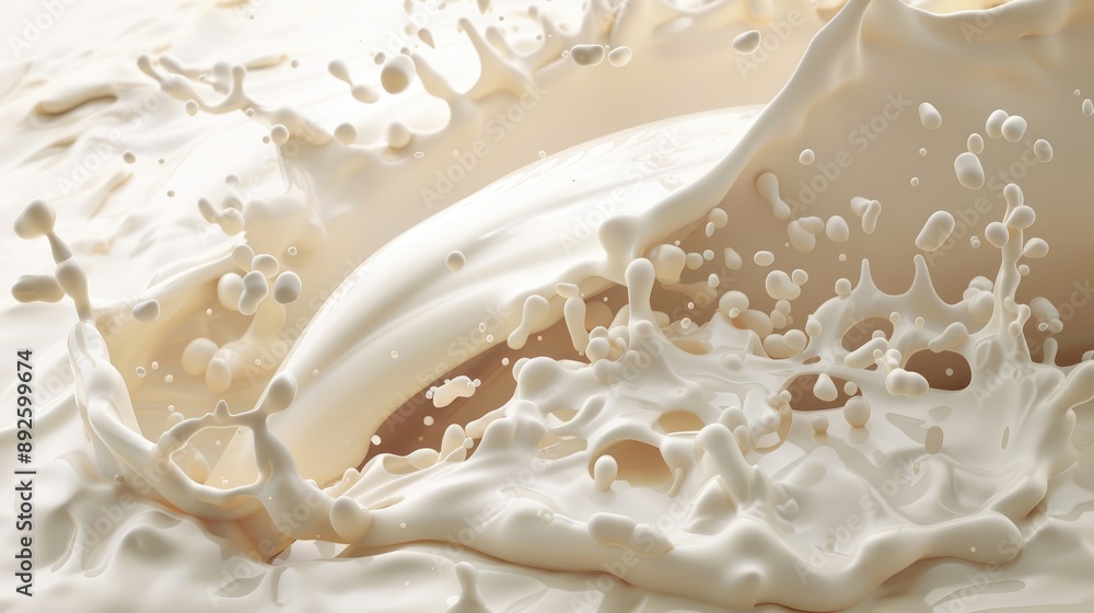 Vibrant White Milk Splash in Dynamic Food Illustration Vibrant White Milk Splash in Dynamic Food Illustration