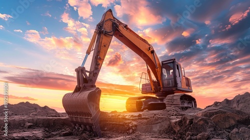 Wallpaper Mural Excavator at Sunset. Torontodigital.ca